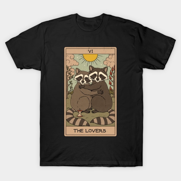 The Lovers - Raccoons Tarot T-Shirt by thiagocorrea